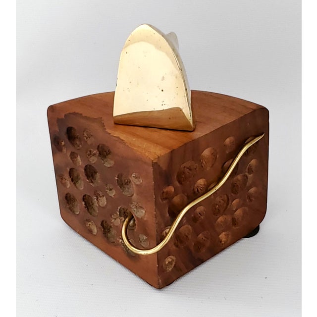 1970s Pop Art Wood and Solid Brass Table Sculpture Mid Century Modern