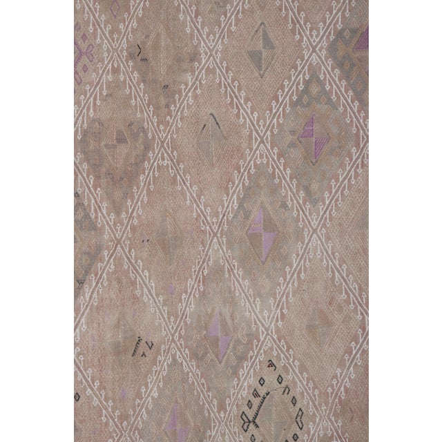 Vintage Faded Turkish Jajim Kilim Rug 5'2'' X 7'3'' For Sale In Philadelphia - Image 6 of 13