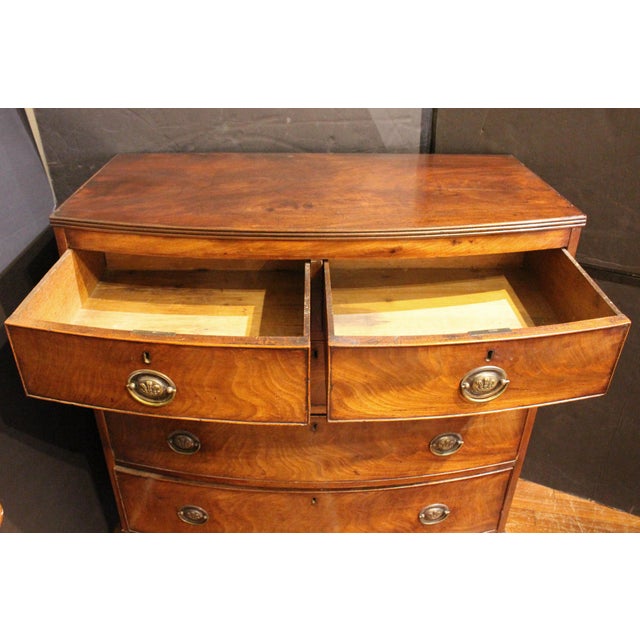 Late 18th Century Circa 1770-90 George III Period English Bowfront Chest of Drawers For Sale - Image 5 of 11