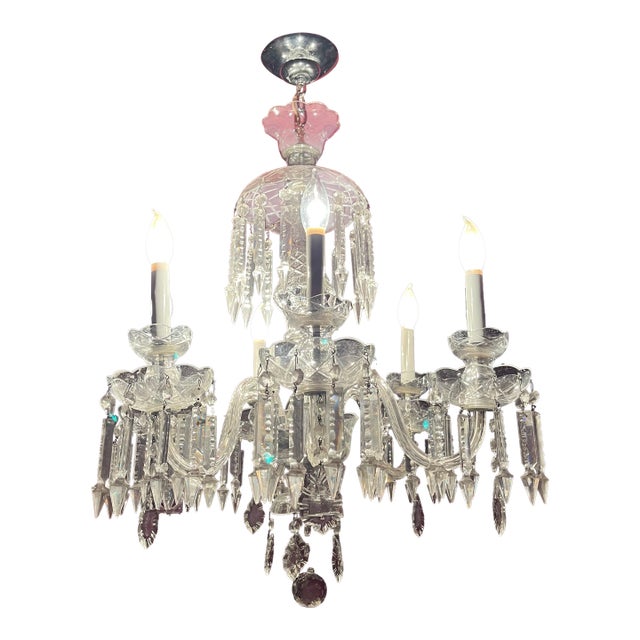 Vintage Baccarat Style Crystal Chandelier For Sale