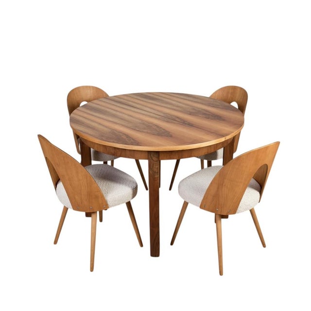 Walnut Dining Set by Antonín Šuman, 1960s, Set of 5 For Sale - Image 15 of 15