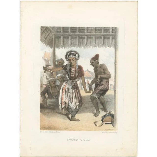 Paper F. Hardouin, Javanese Costume, 1840, Lithographs, Set of 5 For Sale - Image 7 of 10