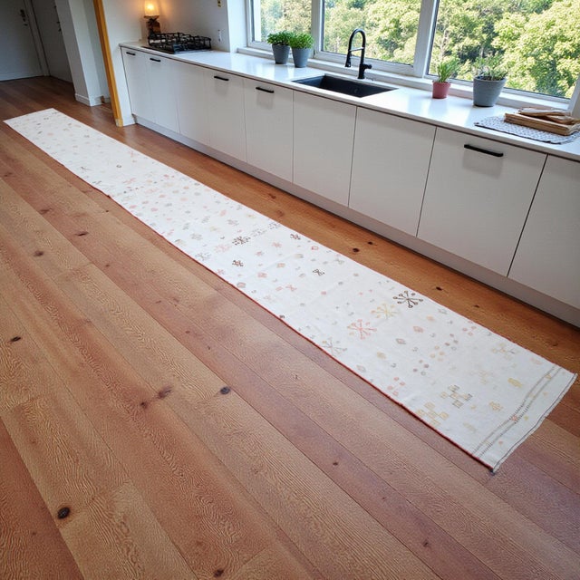 Mid-Century Modern 1950s Vintage Hand Woven Kilim Runner Rug Flat Weave Cotton Stair Runner - 2'2 X 22'6" For Sale - Image 3 of 15