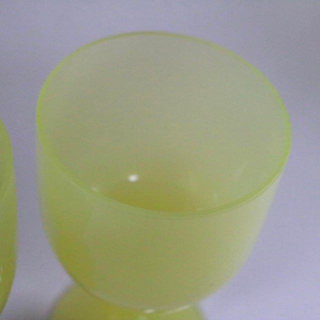 1930s Rare French Yellow Opaline Water Goblets Attributed to Portieux Vallerysthal - Set of 2 For Sale In Cincinnati - Image 6 of 12