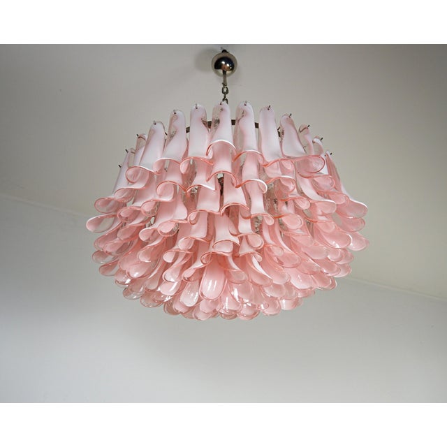 Murano Pink Petals Chandelier, 1990s For Sale - Image 4 of 13