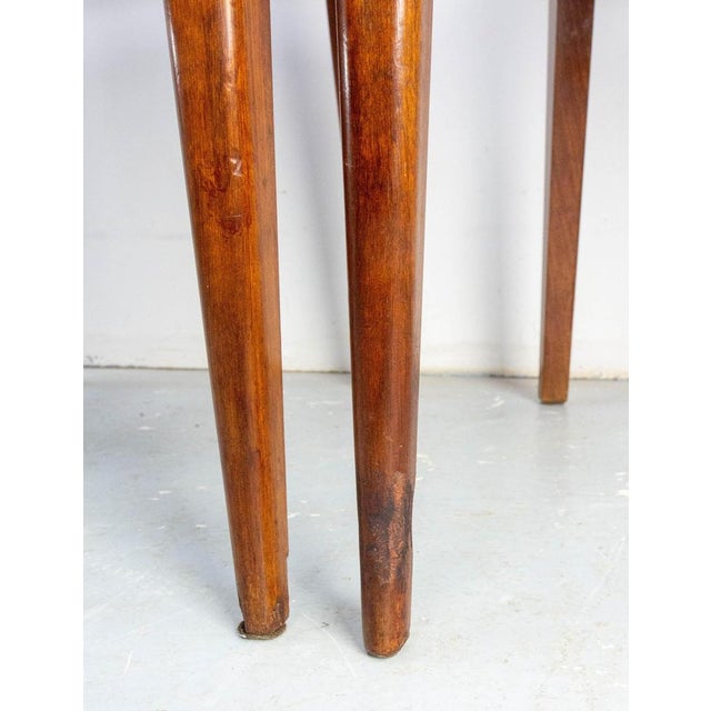 1960s Mid-Century French Blue Red Border Dining Chairs in Teak and Skai, 1960, Set of 6 For Sale - Image 5 of 14