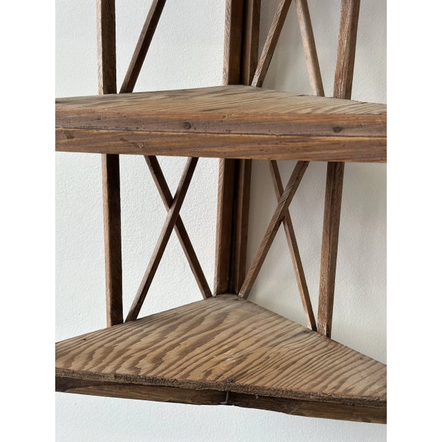 Vintage Folk Art Stepped Lattice Corner Shelf, Circa 1940s For Sale - Image 15 of 16