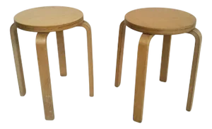 E60 Wooden Stools by Alvar Aalto for Artek, 1960s, Set of 2