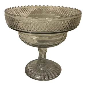 Antique 19th Century Anglo Irish Cut Crystal Glass Footed Centerpiece Bowl for Fruit or Punch