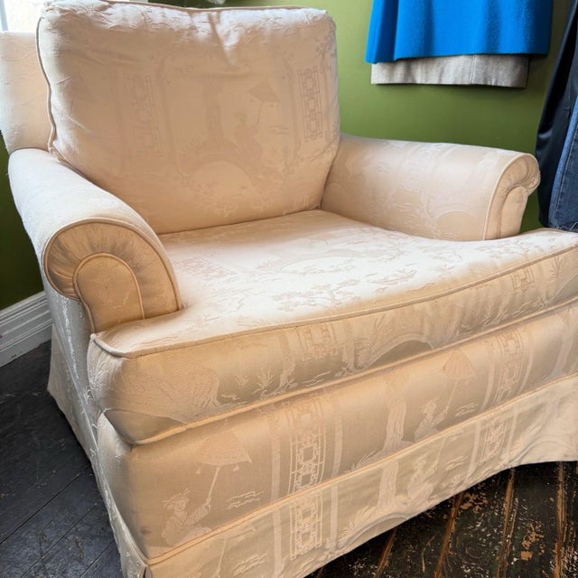 Vintage Chinoiserie Toile Club Chair For Sale In Washington DC - Image 6 of 12