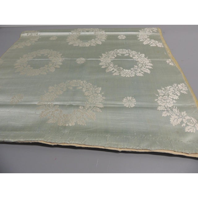 Antique Celadon Green Silk Woven Textile. Long fabric, silk/satin Round floral pattern Empire style. Ideal for pillows,...