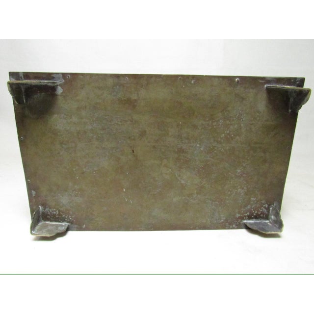 Metal Antique Chinese Engraved Brass Box For Sale - Image 7 of 12