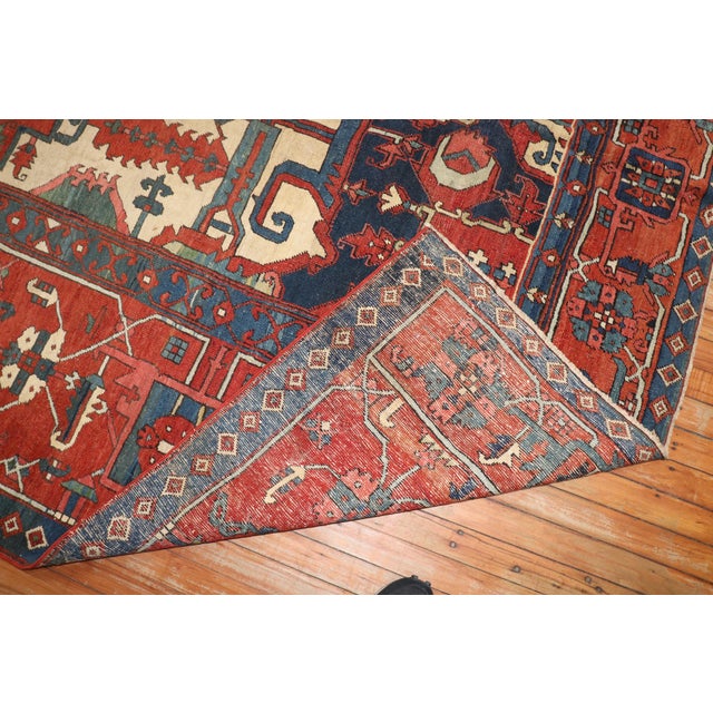 Zabihi Collection Pictorial Animal Figure Antique Persian Serapi Carpet - 11'1" x 15'1" For Sale In New York - Image 6 of 18