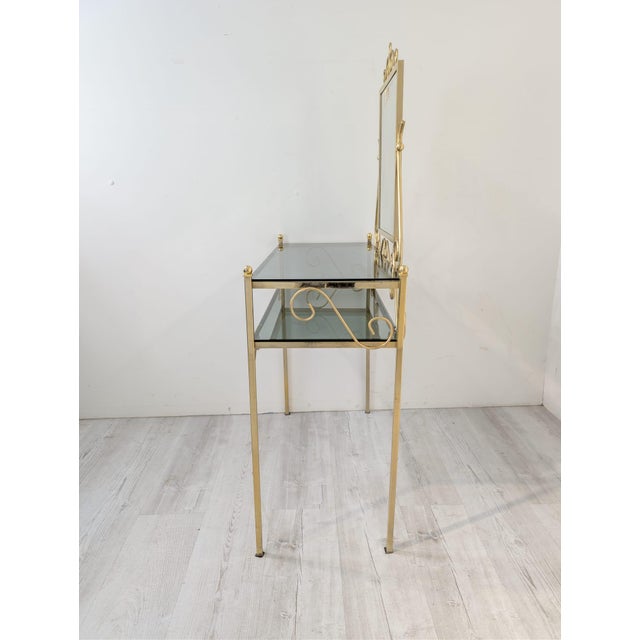 Hollywood Regency Brass Dressing Table, 1970s For Sale - Image 12 of 17