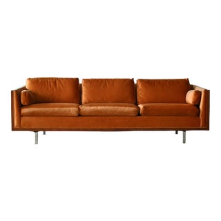 Case Sofa by Milo Baughman in Walnut With Chrome Legs, 1960-70's For Sale