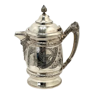 Beautiful Antique 1880s American Victorian Silverplate Hot Coffee Pitcher With Internal Hot Water Chamber Heater