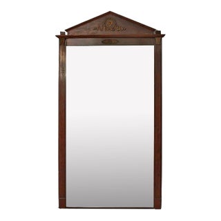 Antique Trumeau Mirror With Brass Serpent Details For Sale