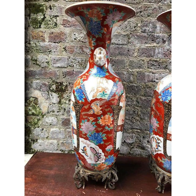 19th Century Japanese Meiji Imari Porcelain Vases, Set of 2 For Sale - Image 3 of 14