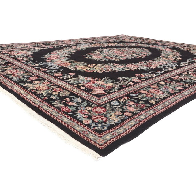 76664 Vintage Chinese Aubusson Rug, 09'02 x 12'00. The Garland of Versailles: A Vintage Chinese Aubusson Rug of Timeless...