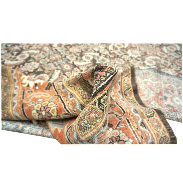 1900 - 1909 Antique Persian Sultanabad Wool 10x14 Orange, Taupe & Ivory Handmade Area Rug #1143026 For Sale - Image 5 of 11