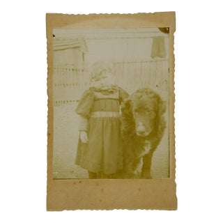"Girl & Very Large Dog" Victorian Cabinet Photograph For Sale