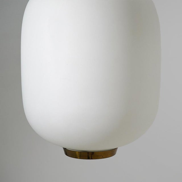 Chandelier in White Opaline Glass and Brass, 1950s For Sale - Image 11 of 14