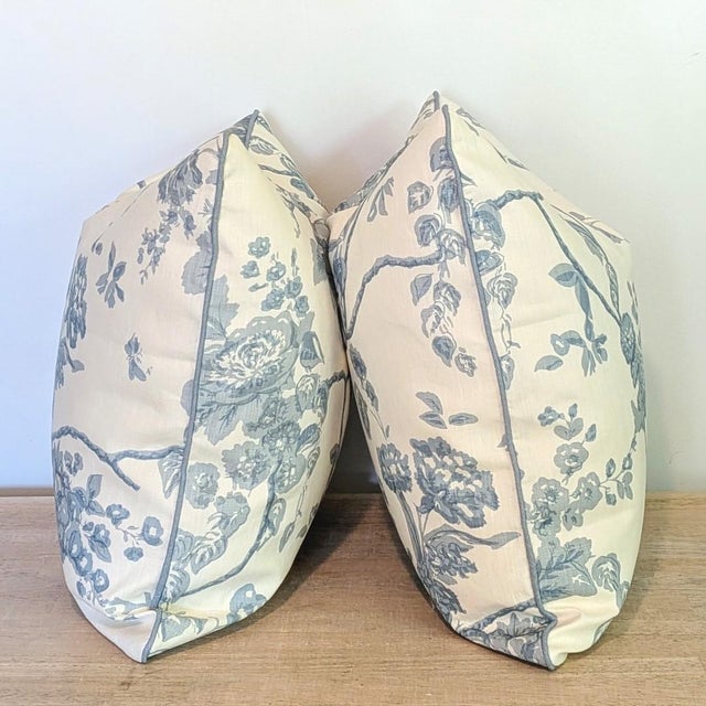 Jasper Tree of Life Pale Blue Pillows - Double Sided Pair For Sale - Image 4 of 7
