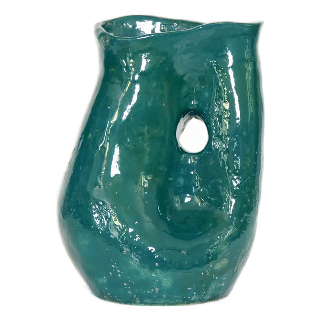 Vintage Italian Handcrafted Ceramic Vase, 1975 For Sale