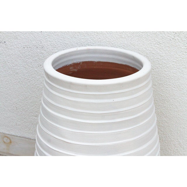 1990s Tall Ribbed Mediterranean Barrel Planter For Sale - Image 5 of 8