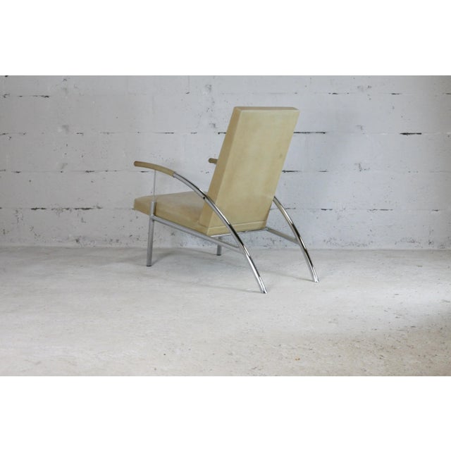 Tubular Steel and Leather Cream Armchair, France, 1970s For Sale - Image 6 of 18