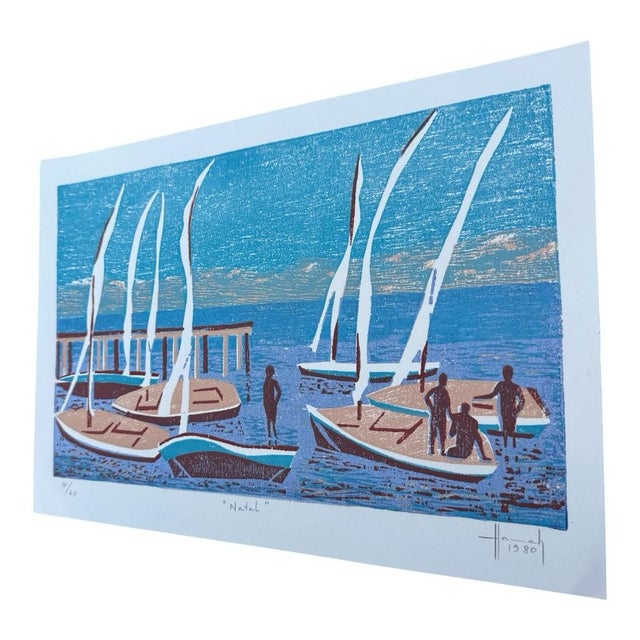 An original limited edition color woodcut titled “Natal” by acclaimed German-Brazilian printmaker Hannah Brandt...