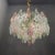 Italian Murano Glass Polygon Chandelier Composed of green pink and clear polygons. Features 8 lights White metal frame...