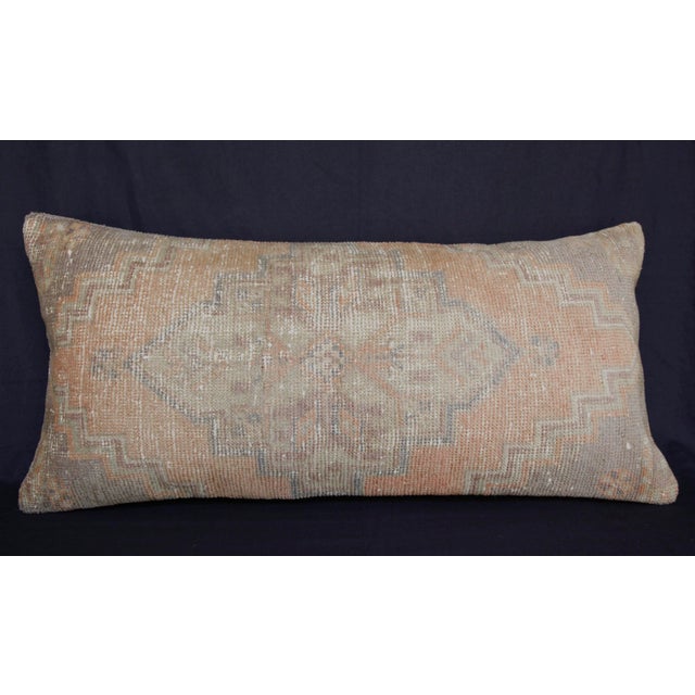 Contemporary Handmade Double Knotted Oushak Rug Pillow Cover -15'' X 32'' For Sale - Image 3 of 11