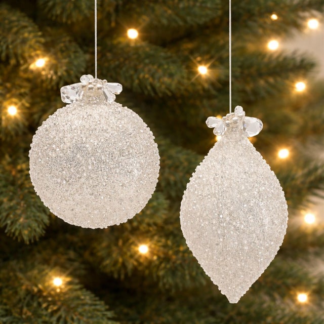 Contemporary Glass Drop Ornaments (Set of 4)  5" x 7" Christmas Tree Decorations For Sale - Image 3 of 7