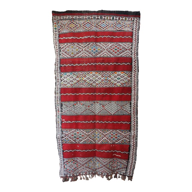 Kilim Moroccan Vintage Rug 5x10 Ft For Sale