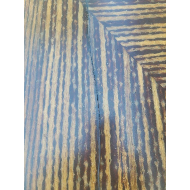 Wood Vintage Large Rectangular Tiger Wood Veneer Plinth Tortoiseshell Coffee Table For Sale - Image 7 of 11