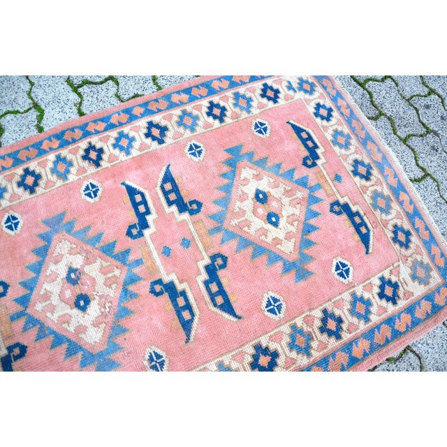Vintage Pastel Muted Pink Rug For Sale - Image 4 of 11