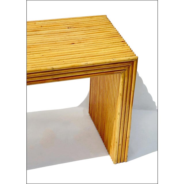 Boho Chic Vintage Beach & Boho Style Split Reed/Bamboo Sofa Table For Sale - Image 3 of 6