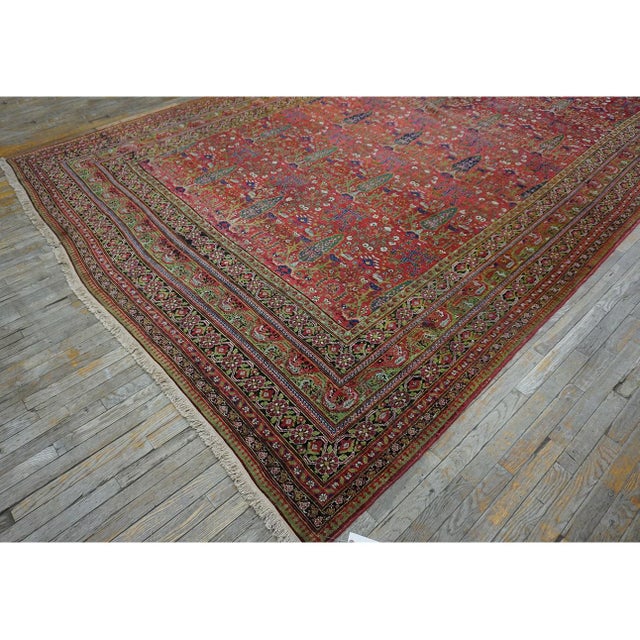 Mid 19th Century 1850s Red Antique Large Cypress Tree Tribal Afshar Knotted Wool Gallery Rug For Sale - Image 5 of 9