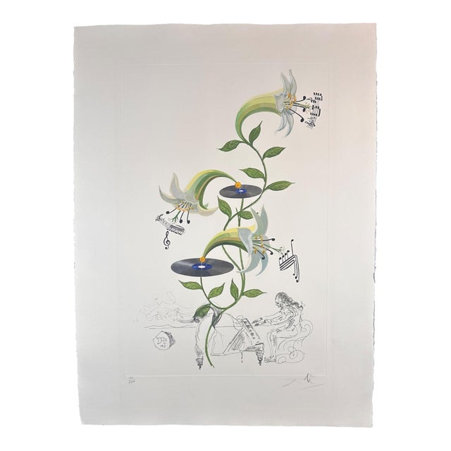 1960s Dali Flora Dalinae Lilium Music Hand Signed Numbered Etching Surreal Rare Art For Sale