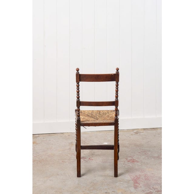 English Late 19th Century Petite Bobbin Rush Chair For Sale - Image 3 of 11