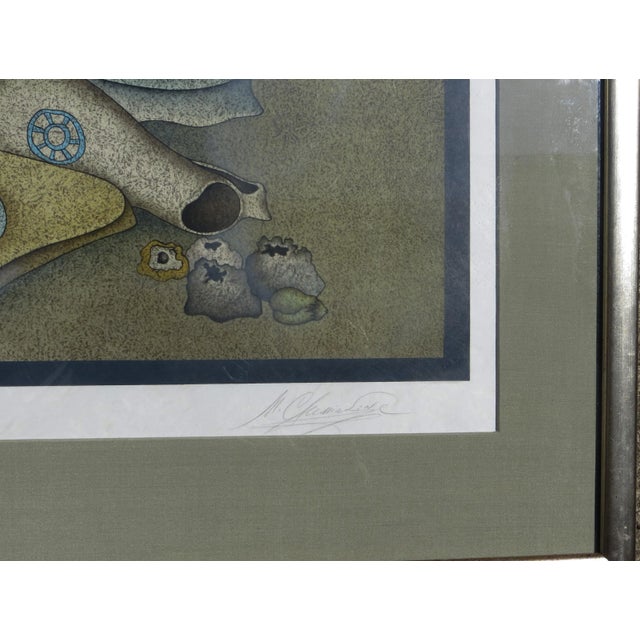 Postmodern Mihail Chemiakin Signed Still Life With Fish and Bread Lithograph For Sale - Image 3 of 8