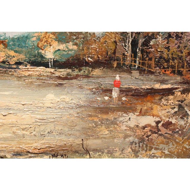 Late 20th Century Vintage Oil Painting on Canvas, Rural Landscape, Signed R.David, Framed For Sale In Jacksonville, FL - Image 6 of 9