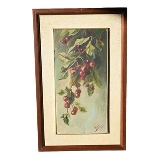 Anita, Still Life Cherries and Plums, 1920, Oil on Panel For Sale