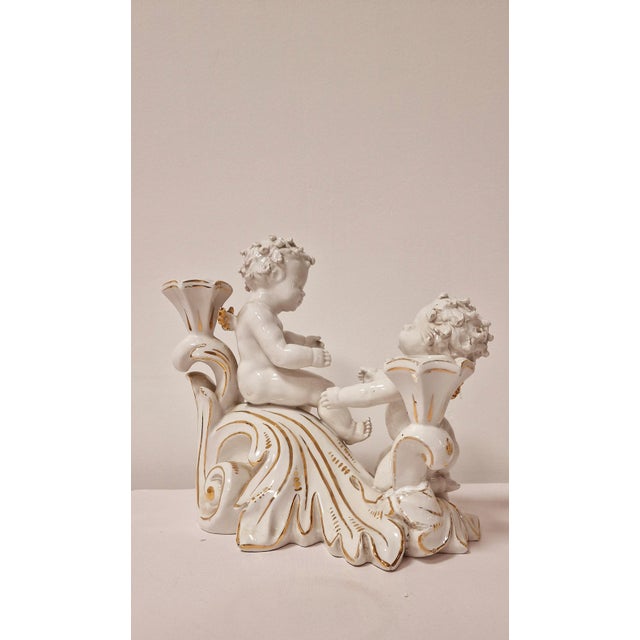 1950s Porcelain Cherub Candleholders from Liani, 1950s, Set of 2 For Sale - Image 5 of 14