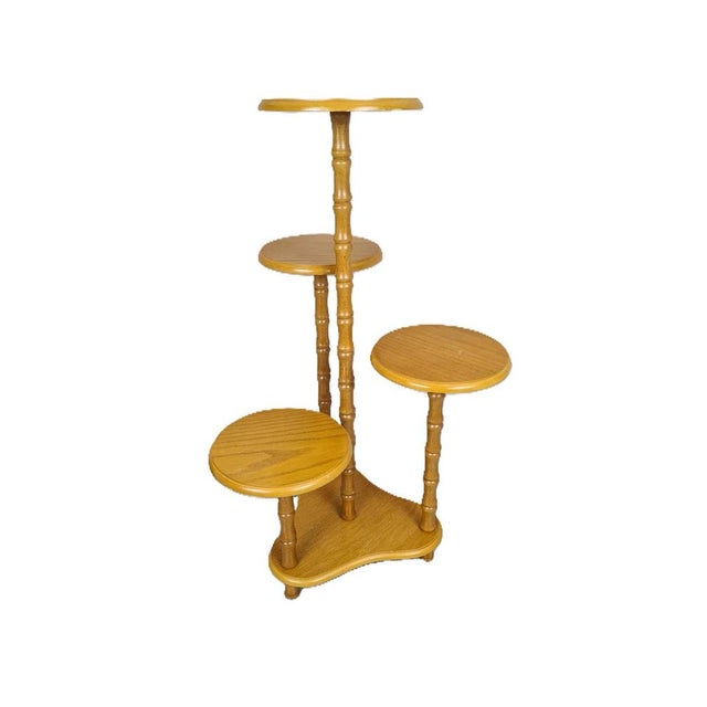 Light Yellow Wooden Standing Flower Stand, 1970s For Sale - Image 8 of 8
