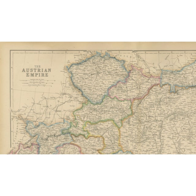 Traditional Antique Map of the Austrian Empire, Austria-Hungary, 1860s For Sale - Image 3 of 10