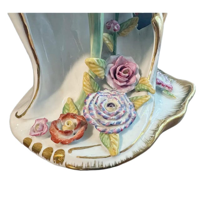 Antique 19th Century Royal Vienna Style Triple Folate Porcelain Wedding Vase For Sale - Image 6 of 9