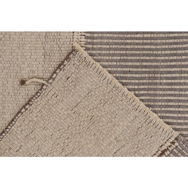 Rug & Kilim’s Contemporary Kilim in Gray and Beige With Stripes & Brown Accents For Sale In New York - Image 6 of 6