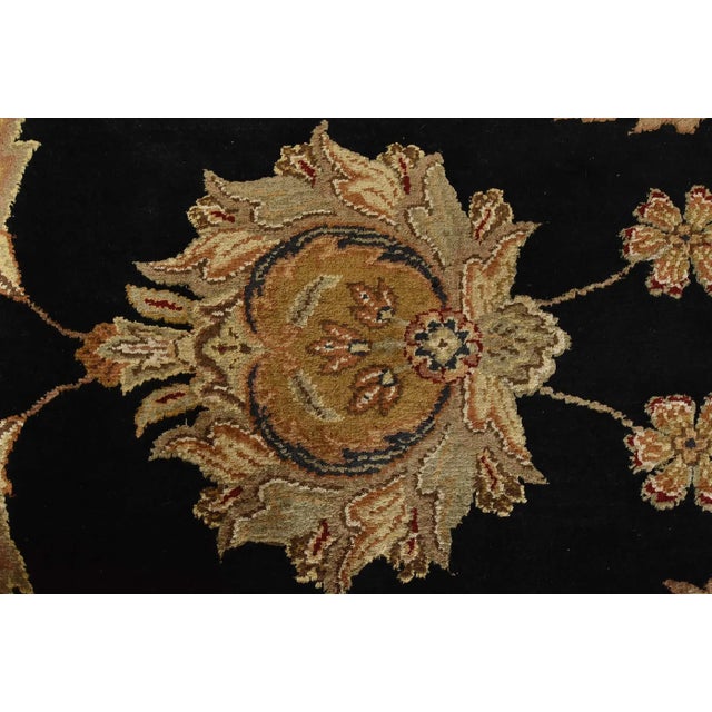 Agra Rug 9’1” X 12’2” Black Woo/Silk Traditional Hand-Knotted Oriental Carpet For Sale - Image 9 of 12